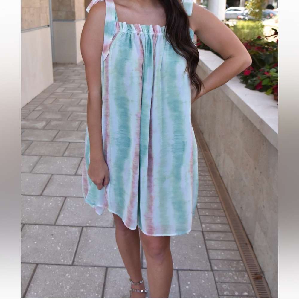 Sundress with ruffles and tie straps